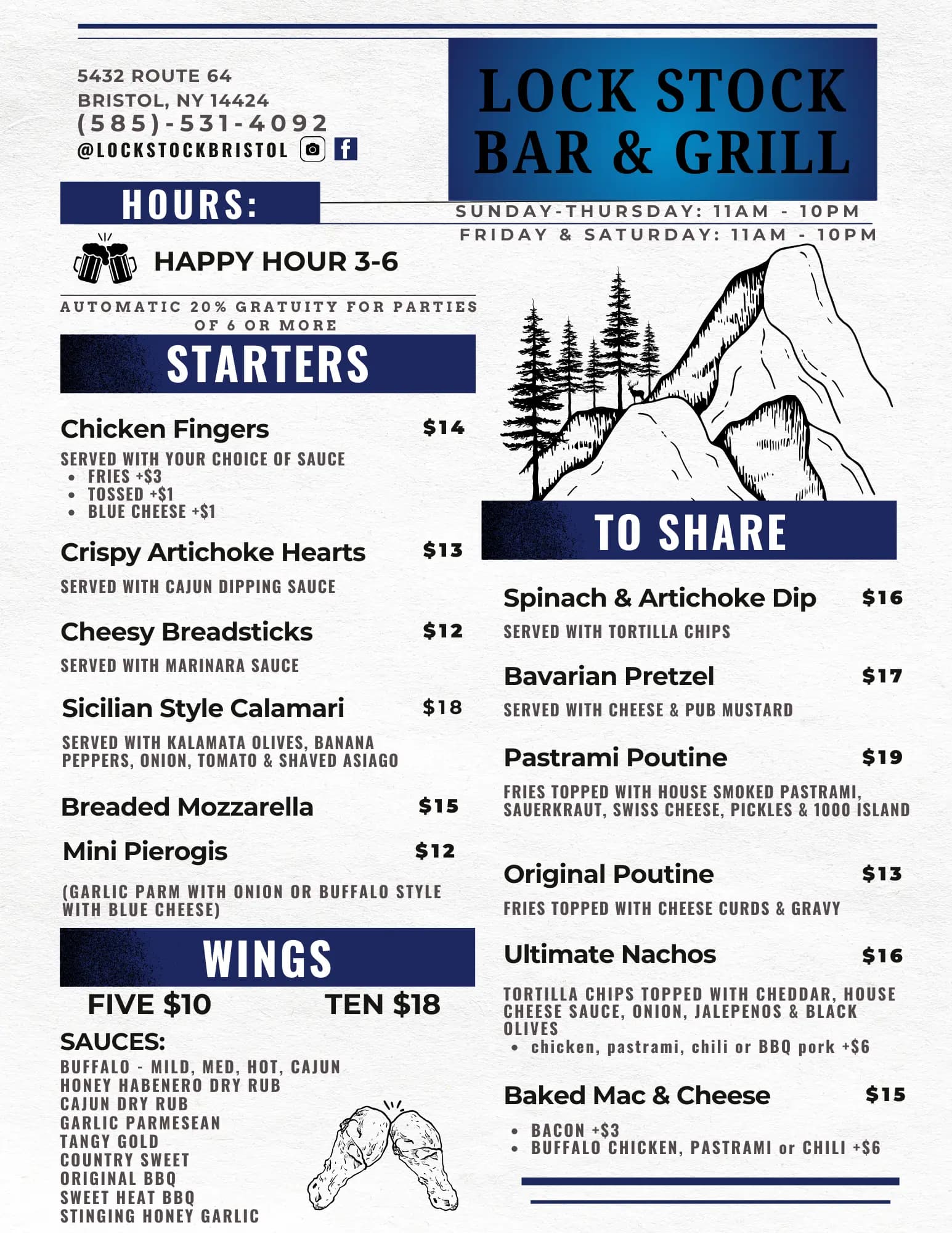 Lock Stock Bristol menu page 1