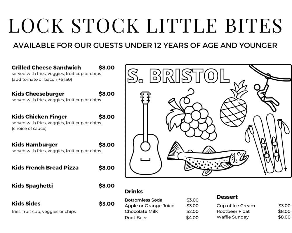 Lock Stock Bristol Kids Menu