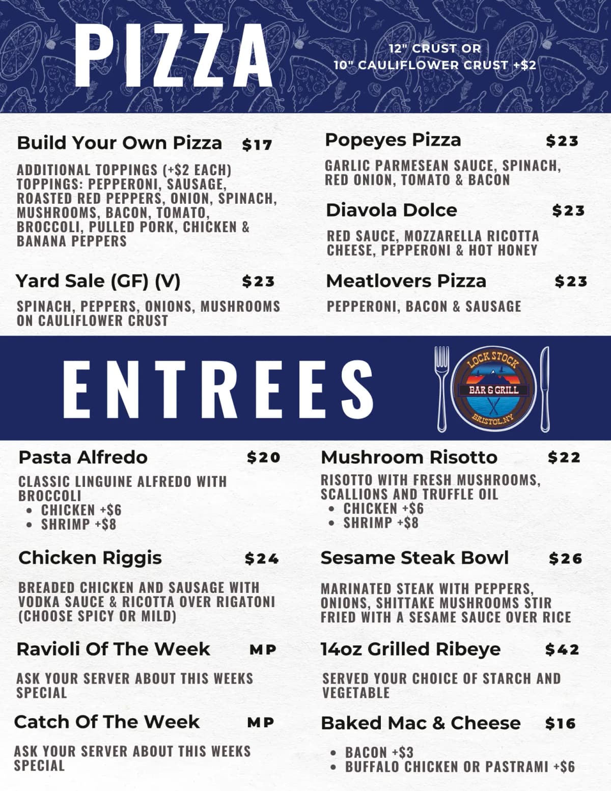 Pizza & Entrées