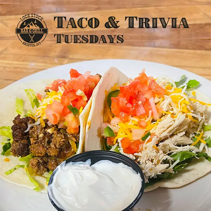 Promo graphic for Taco and Trivia Tuesdays